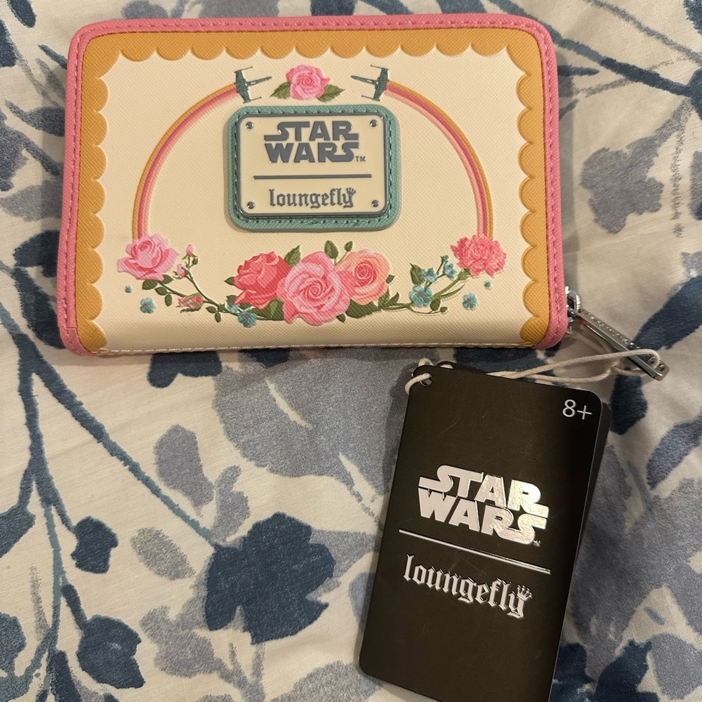 NWT Loungefly Star Wars Floral Wallet with Pink, Blue, and Cream Accents